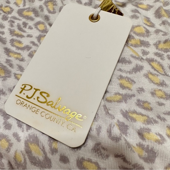 PJ Salvage Soft Pajama Short Ivory Yellow Gray Cheetah Drawstring Women Size M - Picture 5 of 7